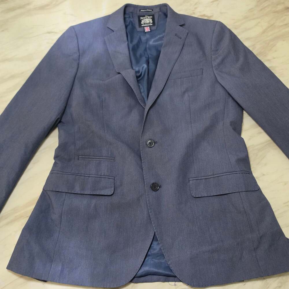 The Savile Row Company Mens Blue Two Button Sport Coat Blazer Jacket